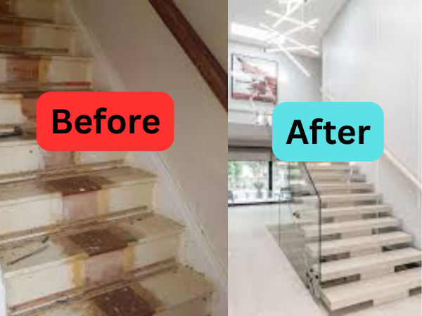Before and after Stairs Remodeling