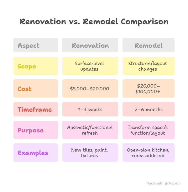 Renovation vs remodeling